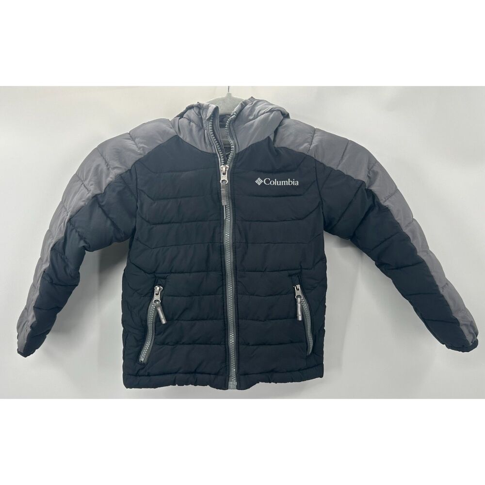 Columbia Youth Boys White Out Hooded Full Zip Insulated Omni Heat Jacket XXS 4/5